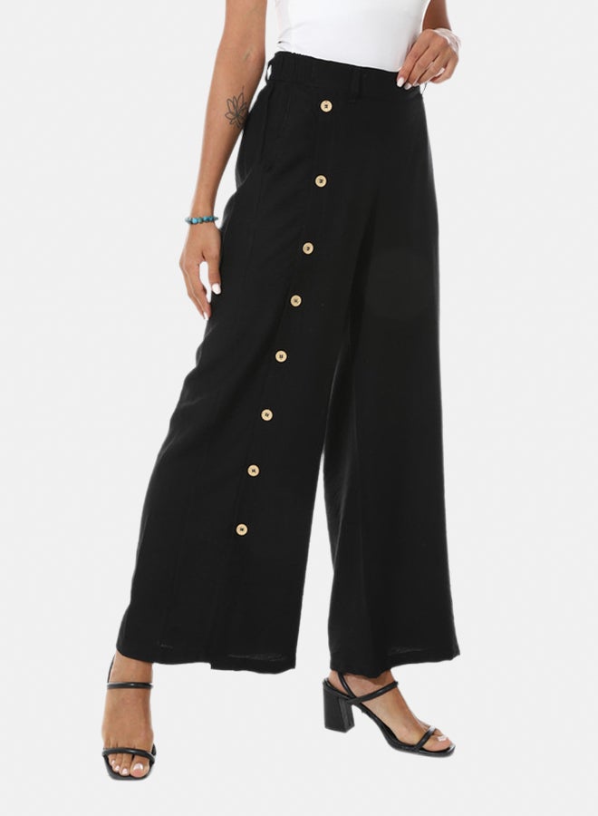 Azul Buttons On One Leg Lenin Pants - Image 1